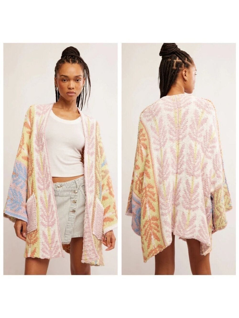 NWT Rare 🔥 Free People Mallorca Open Front Cardigan Size L